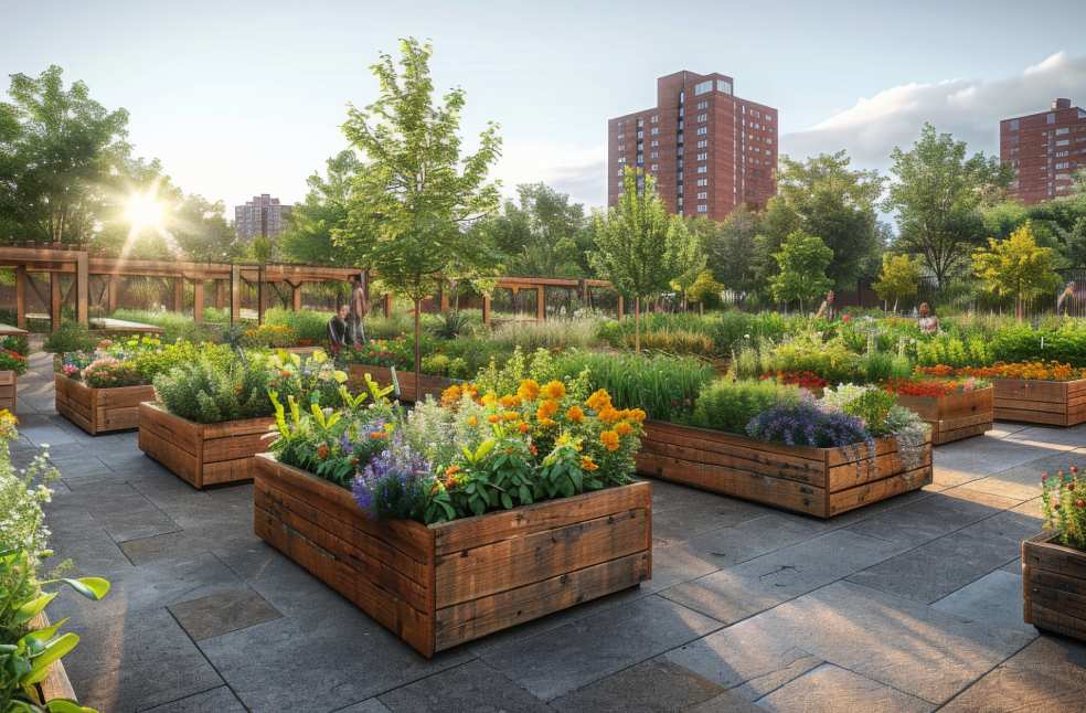 An artists garden filled with a variety of plants and beautiful flowers