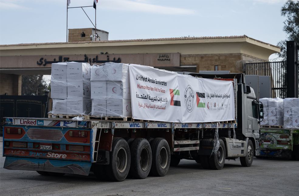 UAE sends 328th aid convoy to Gaza with children’s clothing